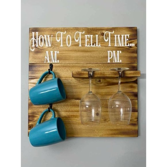 Rustic Wall Plaque "How To Tell Time" Wine Coffee - Picture 6 of 10